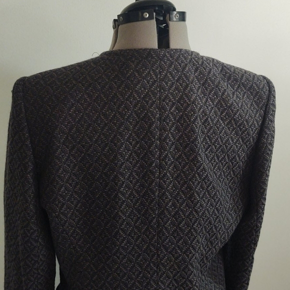 Liz Claiborne Suits Grey Diamond Pattern Blazer Sz 12 - Picture 8 of 11